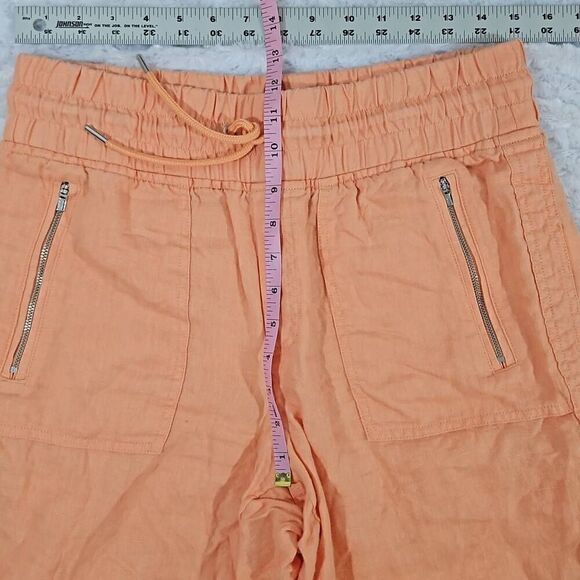 Athleta Cabo Linen Jogger Womens Size 8 100% Linen Pants Cactus Peach Orange - Picture 2 of 7